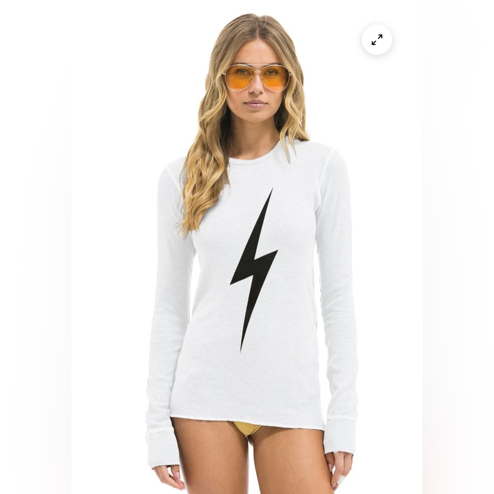 Aviator Nation White Tee with Black Accent